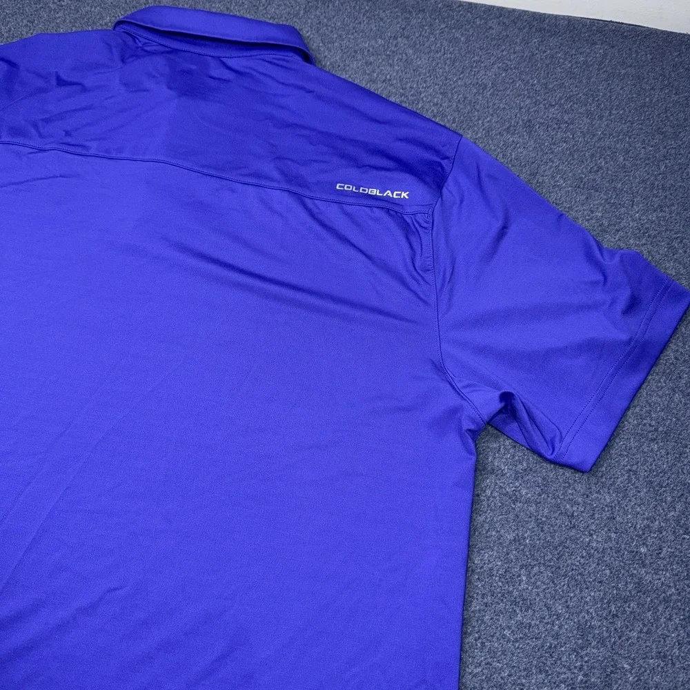 Under Armour Coldblack Polo Shirt Mens XL Blue Striped Golf Short Sleeve